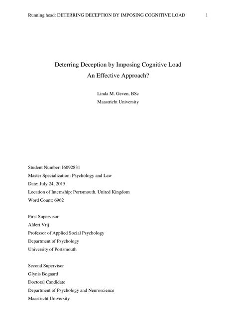 (PDF) Deterring Deception by Imposing Cognitive Load