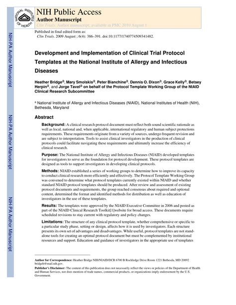 (PDF) Development and Implementation of Clinical Trial Protocol