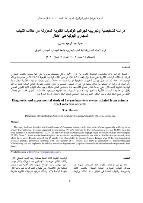 (PDF) Diagnostic and experimental study of Corynebacterium renale ...