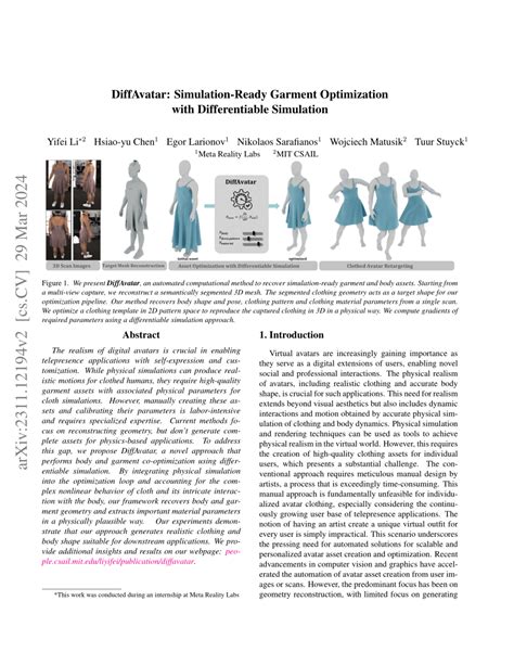 (PDF) DiffAvatar SimulationReady Garment Optimization with