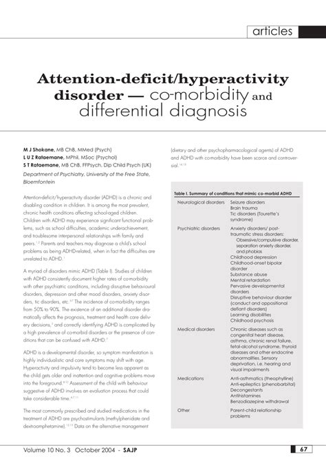 (PDF) Differential Diagnosis between Attention Deficit/Hyperactivity