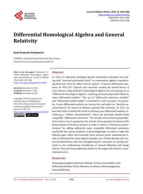 (PDF) Differential Homological Algebra and General Relativity
