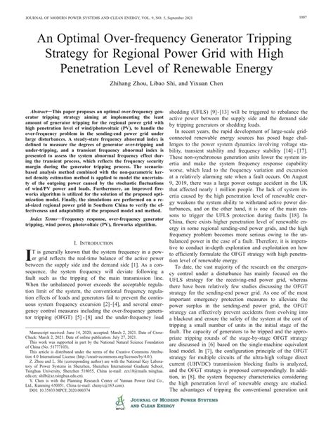 (PDF) Discussion on the Overfrequency Generator Tripping Scheme of the Power Grid