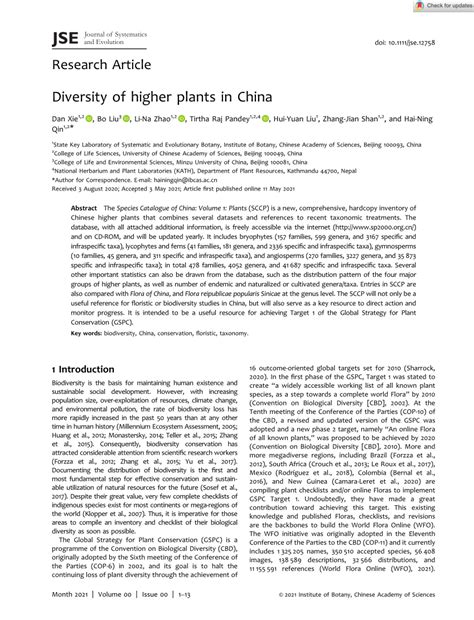 (PDF) Diversity of higher plants in China - ResearchGate