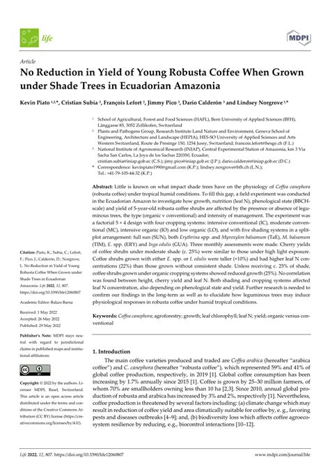 (PDF) Effects of shade trees on robusta coffee growth, yield and ... - raincitystudios.com