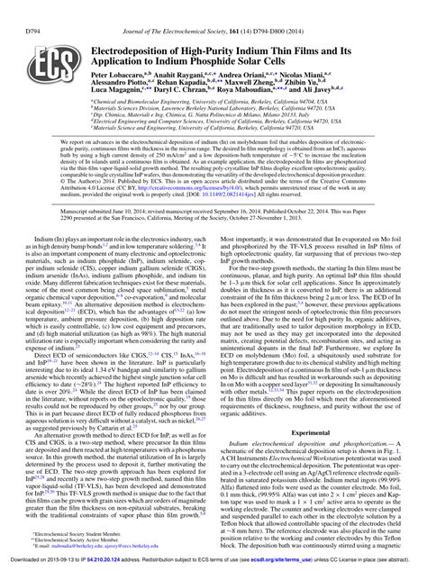 (PDF) Electrodeposition of High-Purity Continuous Indium Thin Films ... - wintechmobiles.com