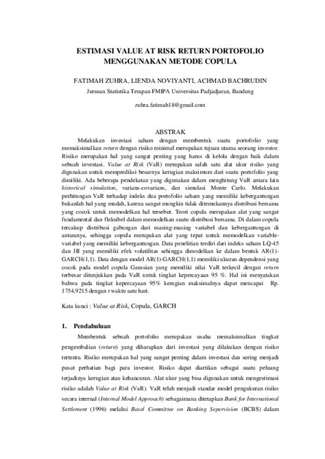 (PDF) ESTIMASI VALUE AT RISK PORTOFOLIO … - wintechmobiles.com