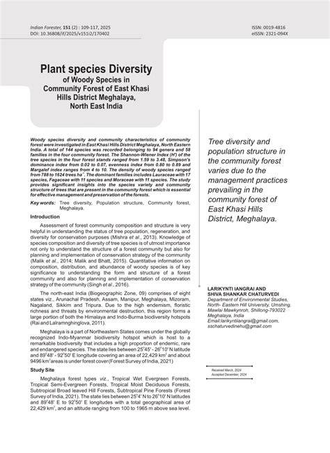 (PDF) Exploration of plant diversity at the forest patches in North ... - raincitystudios.com