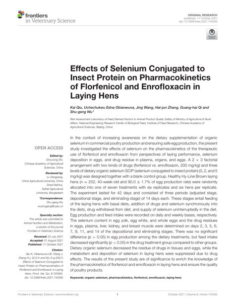 (PDF) Effects of Selenium Conjugated to Insect Protein on ...