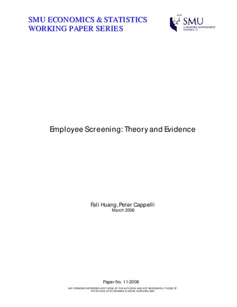 (PDF) Employee Screening: Theory and Evidence - ResearchGate