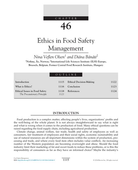 (PDF) Ethics in Food Safety Management - ResearchGate