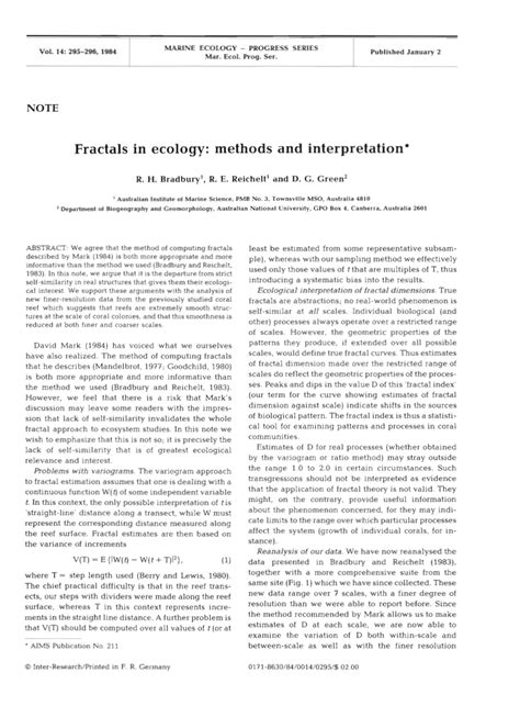(PDF) Fractals in ecology: Methods and interpretation - raincitystudios.com