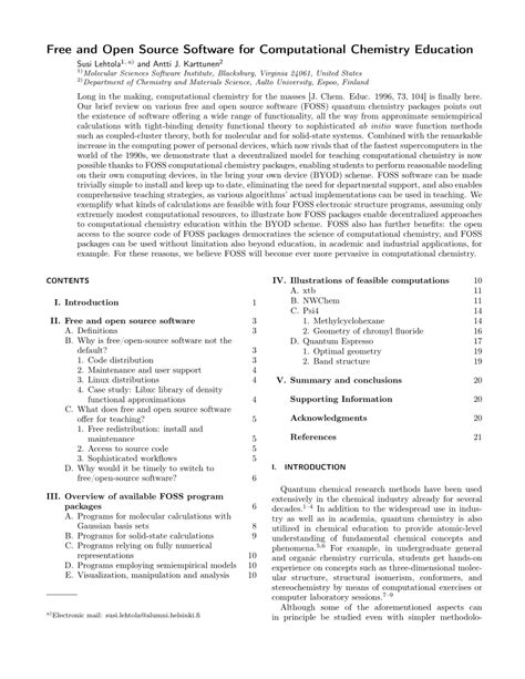 (PDF) Free and Open Source Software for Computational Chemistry ... - wintechmobiles.com
