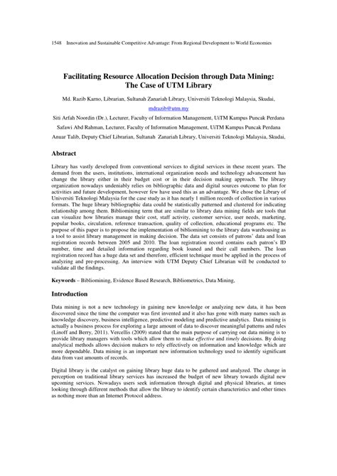 (PDF) Facilitating resource allocation decision through …