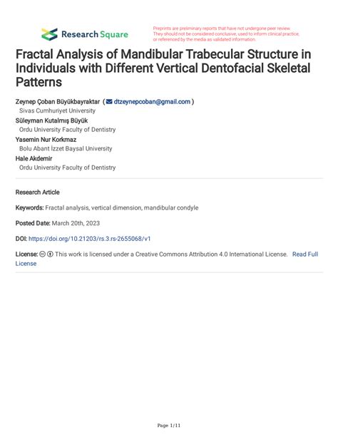 (PDF) Fractal Analysis of Mandibular Trabecular Structure in.