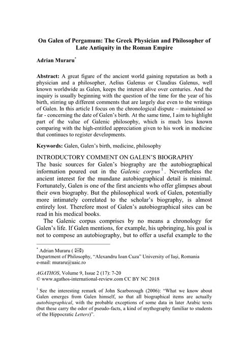 (PDF) GALEN OF PERGAMUM: Physician, Philosopher and ...