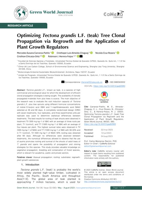 (PDF) Generative Propagation of Teak (Tectona grandis. Linn. F sp ... - raincitystudios.com