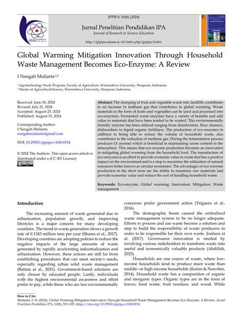 (PDF) Global Warming Mitigation Innovation Through … - raincitystudios.com