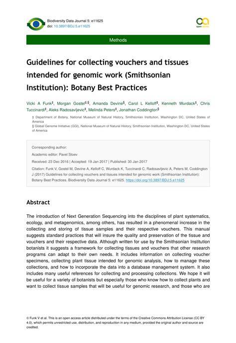 (PDF) Guidelines for collecting vouchers and tissues … - raincitystudios.com