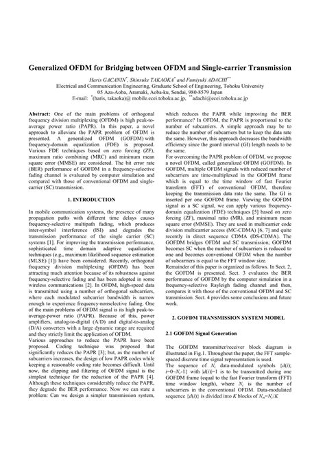 (PDF) Generalized OFDM for bridging between OFDM and single …