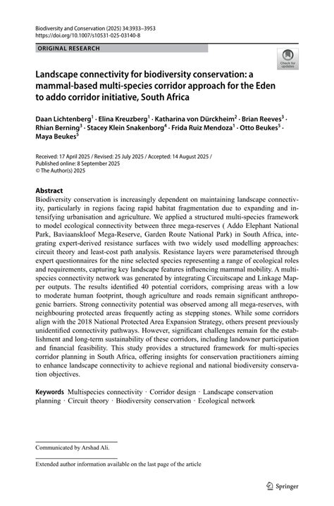 (PDF) Habitat connectivity in biodiversity conservation: … - raincitystudios.com
