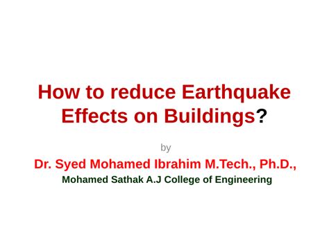 (PDF) How to reduce Earthquake Effects on Buildings