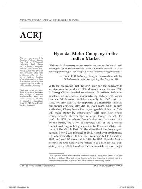 (PDF) Hyundai Motor Company in the Indian Market - ResearchGate