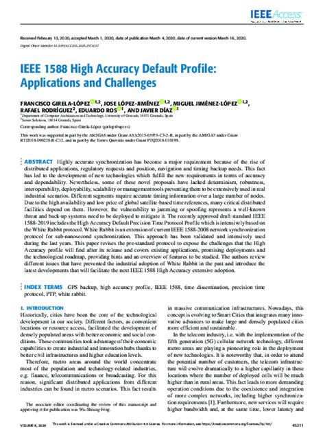 (PDF) IEEE 1588 High Accuracy Default Profile ... - ResearchGate