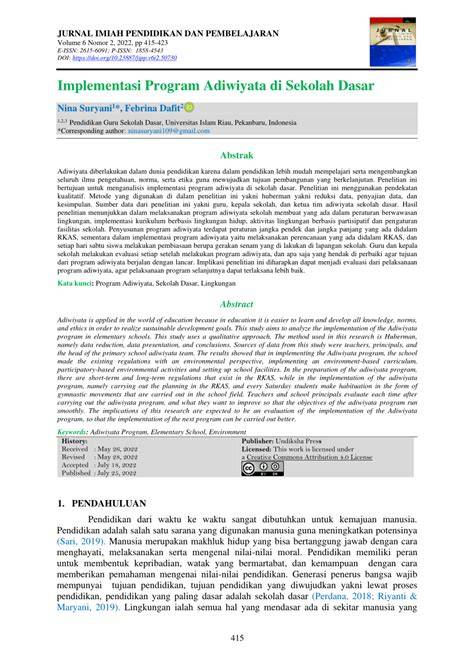 (PDF) Implementasi Program Adiwiyata di Sekolah Dasar - raincitystudios.com