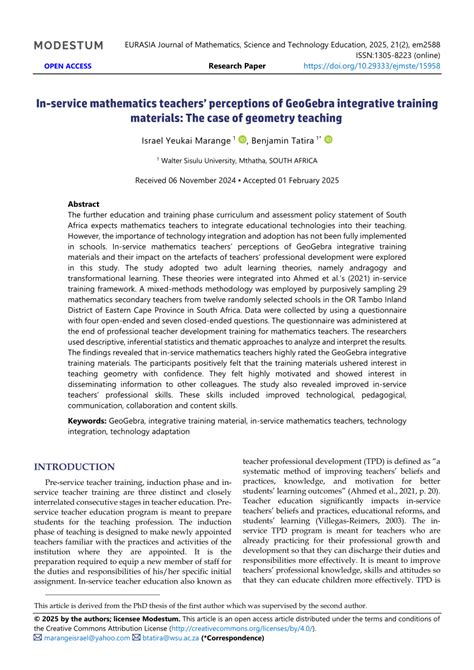 (PDF) In-service mathematics teachers' perceptions of GeoGebra ... - wintechmobiles.com
