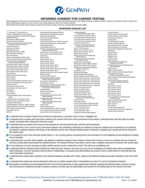 (PDF) INFORMED CONSENT FOR CARRIER TESTING GenPath Diagnostics
