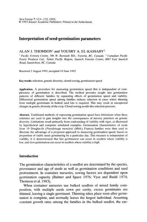 (PDF) Interpretation of seed-germination parameters - raincitystudios.com