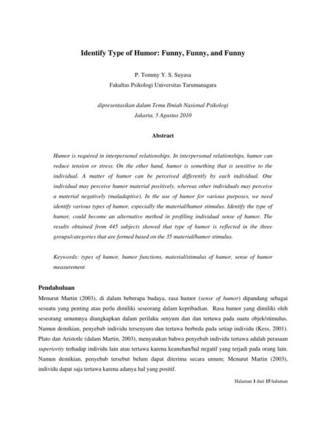 (PDF) Identifikasi Jenis Humor: Lucu, Lucu, dan Lucu