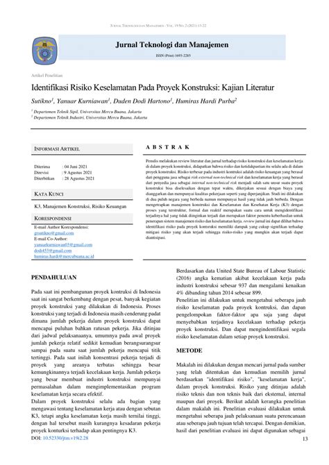 (PDF) Identifikasi Risiko Keselamatan Pada Proyek Konstruksi: Kajian ...