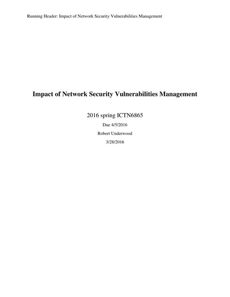 (PDF) Impact of Network Security Vulnerabilities Management