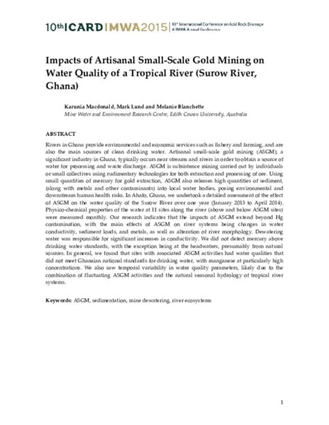 (PDF) Impacts of Artisanal and Small-Scale Gold Mining