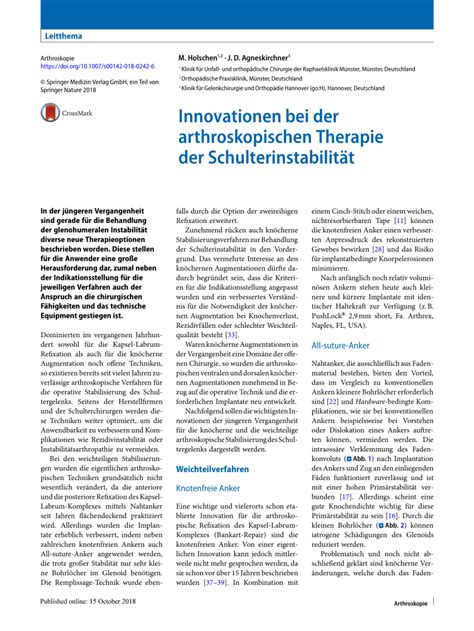 (PDF) Innovationen bei der arthroskopischen Therapie der ...