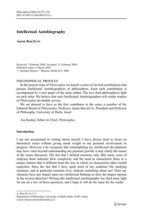 (PDF) Intellectual Autobiography - ResearchGate