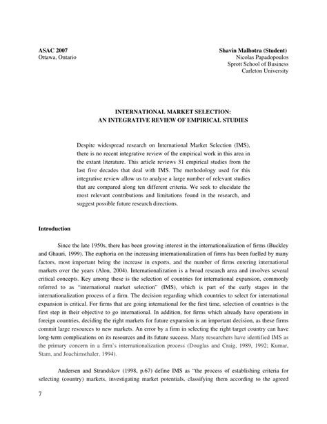 (PDF) International Market Selection: An Integrative Review of ...