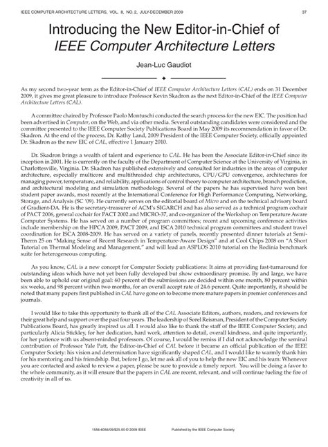(PDF) Introducing the New EditorinChief of IEEE Computer Architecture