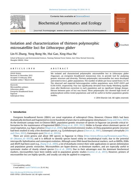 (PDF) Isolation and characterization of thirteen polymorphic ...