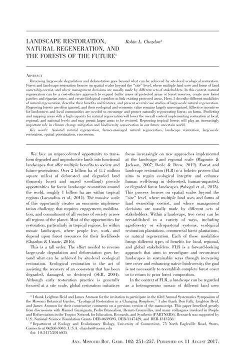 (PDF) Landscape Restoration, Natural Regeneration, … - raincitystudios.com