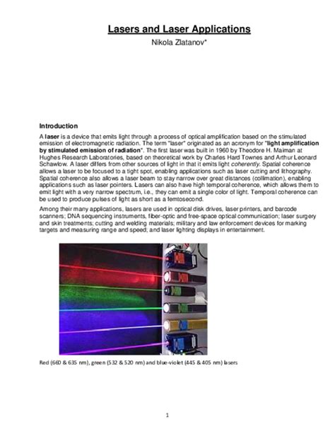 (PDF) Lasers and laser applications - ResearchGate - muktibox.com