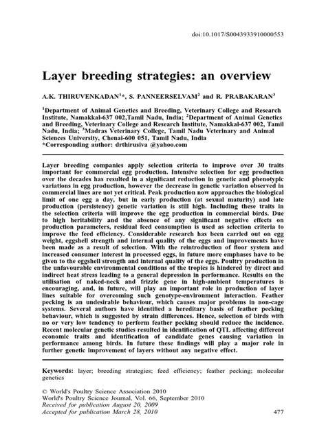 (PDF) Layer breeding strategies: An overview - raincitystudios.com