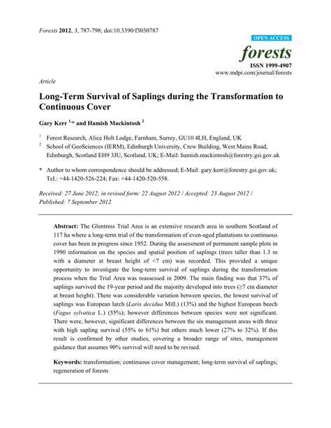(PDF) Long-Term Survival of Saplings during the Transformation to ... - raincitystudios.com
