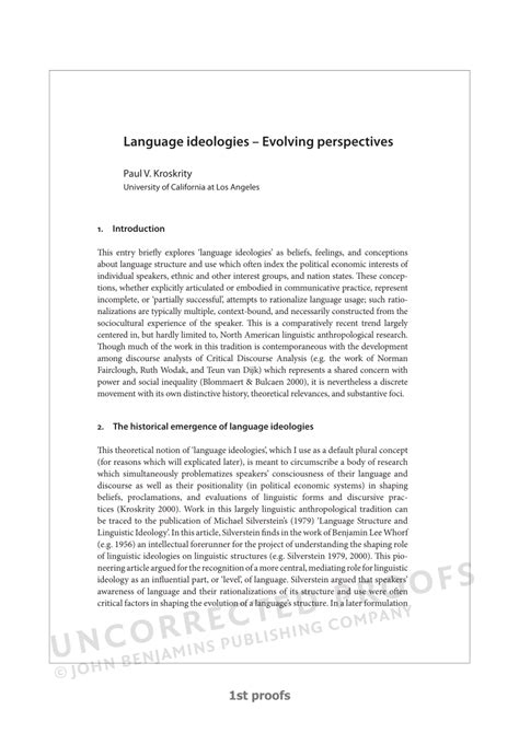 (PDF) Language ideologies: Evolving perspectives