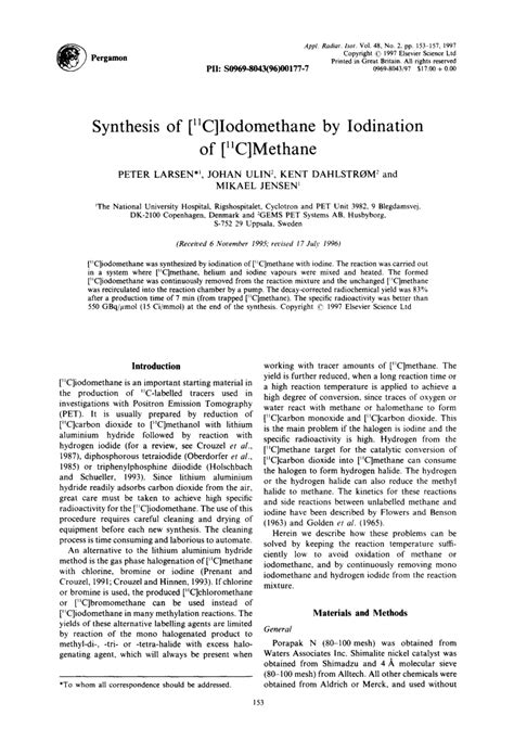 (PDF) Larsen P, Ulin J, Dahlström K, Jensen MSynthesis of [11C ...