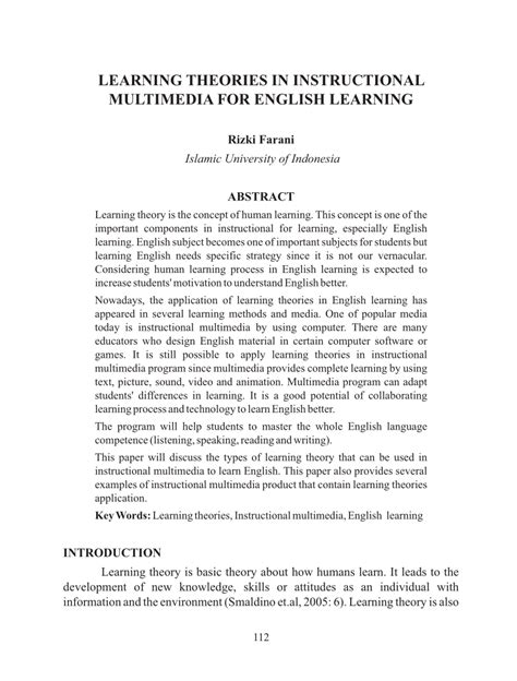 (PDF) Learning Theories In Instructional Multimedia For