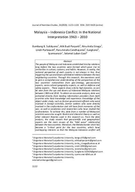 (PDF) Malaysia – Indonesia Conflict: In the National Interpretation ... - wintechmobiles.com