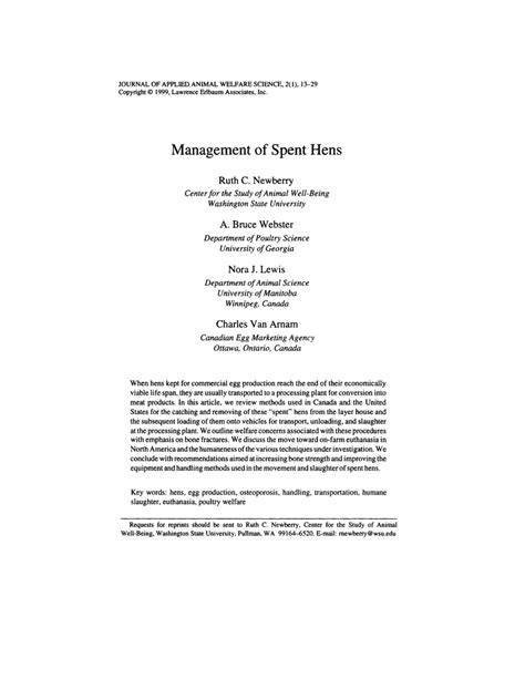 (PDF) Management of Spent Hens - ResearchGate - raincitystudios.com